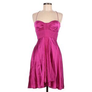 NWT Aidan Mattox Silk Hot Pink Sweetheart Neckline Cross Back Straps Dress